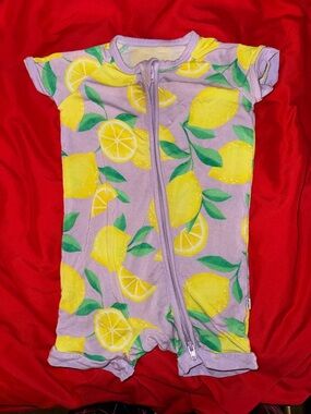 Little Sleepies Purple Lemon-Print Short Sleeve One-Piece